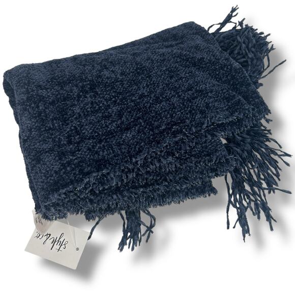 NEW Macy's Style & Co Navy Blue Chenille Winter Scarf Plush Soft Warm Unisex NWT - Picture 7 of 12